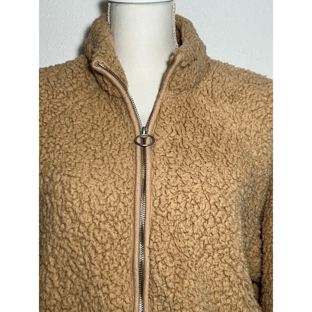 Hollister Zip Up Beige Teddy Fleece Size Small - Picture 2 of 6